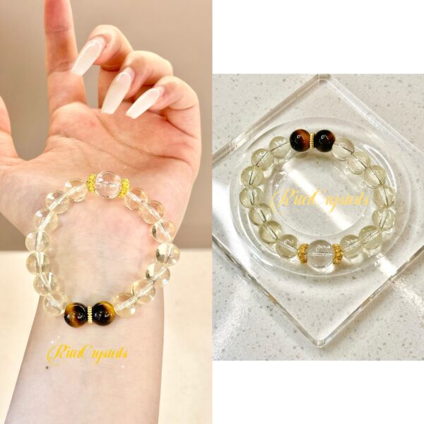Yellow Crystal and Tiger's Eye Stone Crystal Bracelet